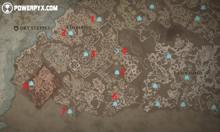 Diablo 4 Dry Steppes All Waypoint Locations