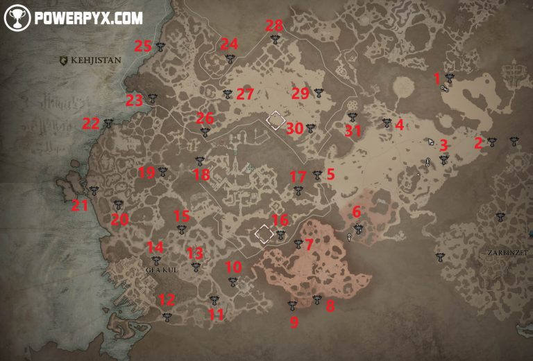 Diablo 4 Kehjistan All Altars of Lilith Locations