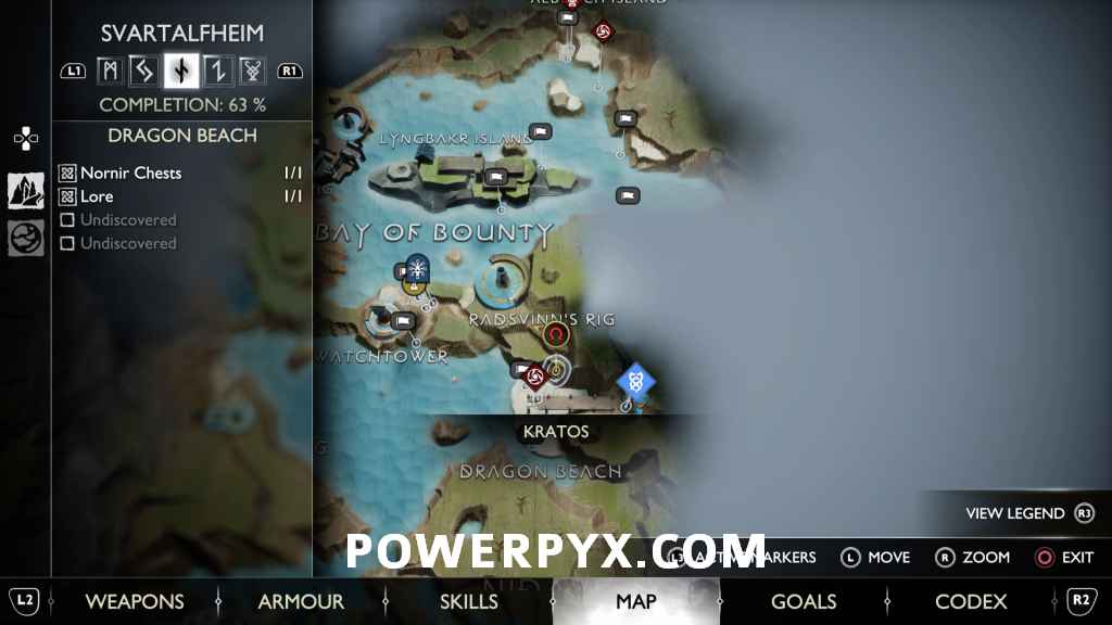 God of War Ragnarök: Mapa do Tesouro: Levado à Costa 