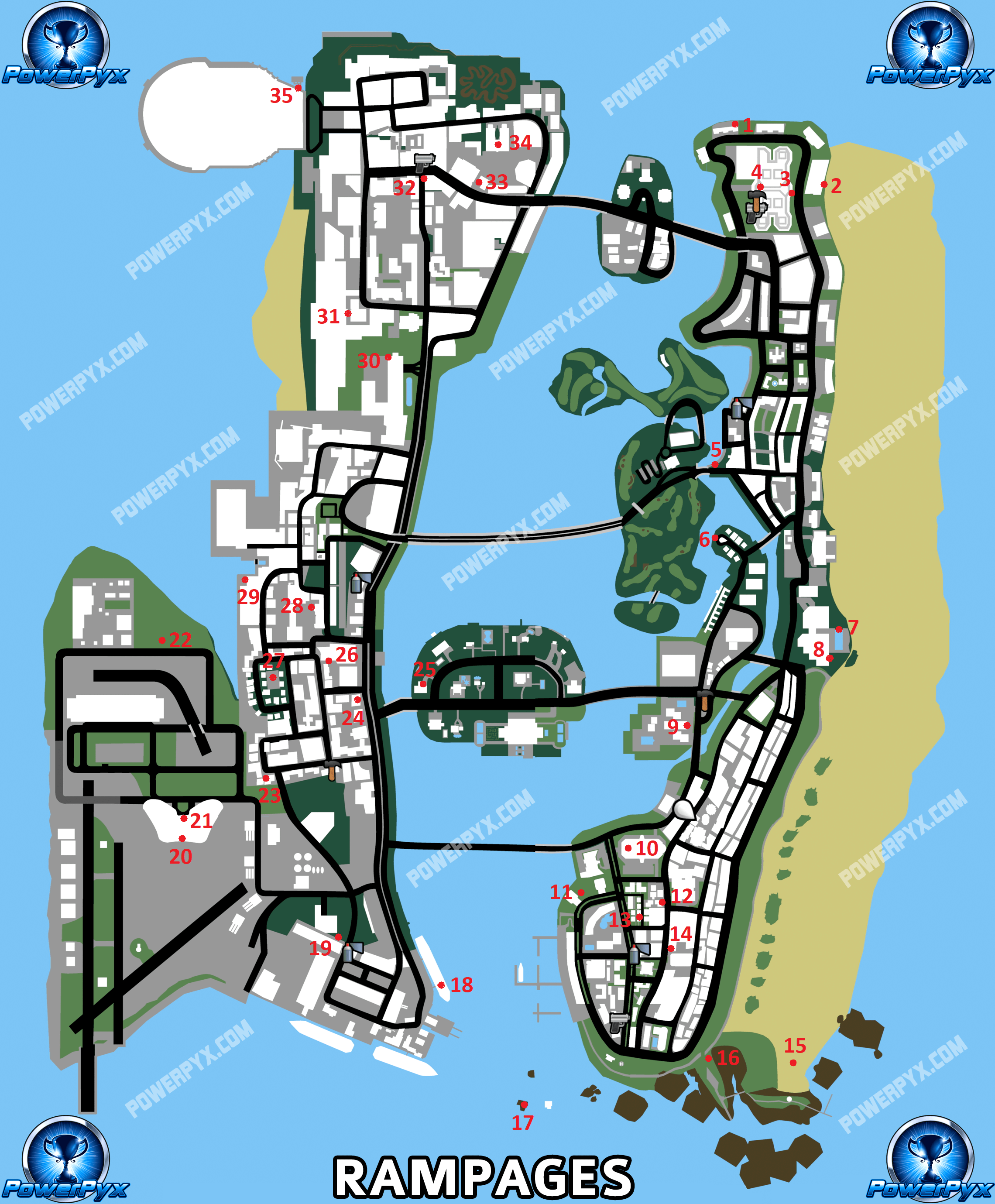 GTA Vice City Definitive All Rampage Locations