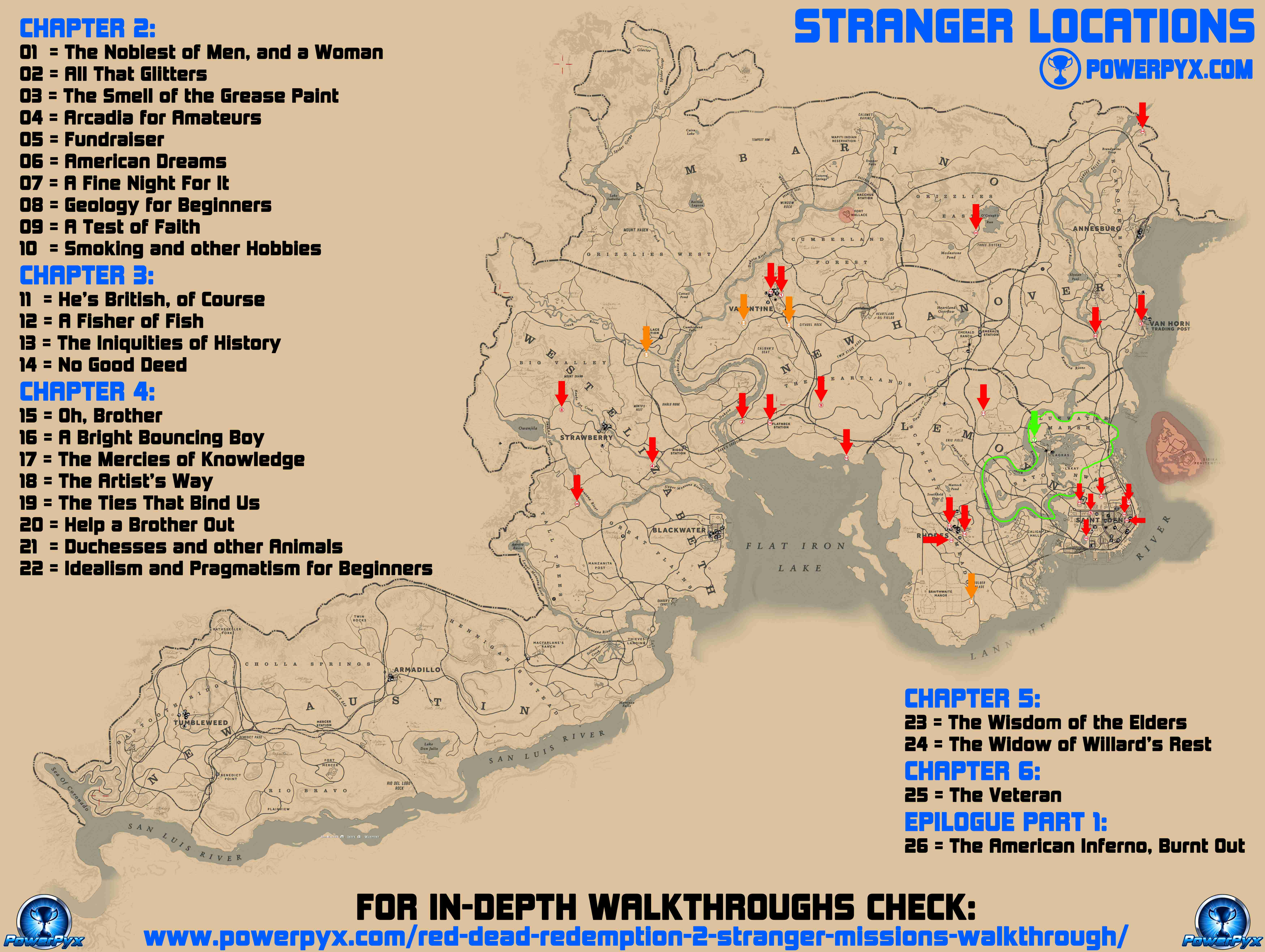 Red Dead Redemption 2 Stranger Locations Map 